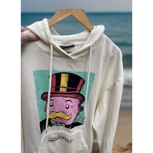 Hasbro Monopoly Banker Hoodie Back Graphics Money Symbol Mens Large